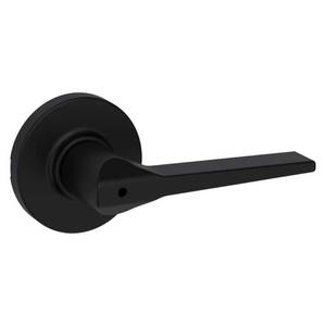 lot 10222 image: Hollis Round Rose Matte Black Privacy BedBath Door Lever