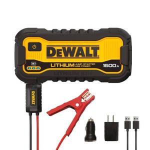 lot 10234 image: DeWalt 1600 Peak Amp Lithium Jump Starter with USB Power Bank DXAELJ16 - Retail $126.76