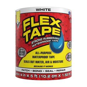 lot 6381 image: Flex Tape� White 4 IN x 5 FT Rubberized Waterproof Tape - Retail $90.45