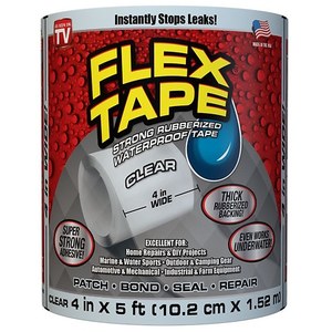 lot 6390 image: Flex Tape As Seen on TV Strong Rubberized Waterproof Tape 4 inches x 5 Feet Clear - Retail $90.45