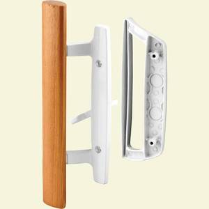 lot 6403 image: Prime-Line Products C 1204 Diecast with wood handle White Patio Door Handle - Retail $679.34
