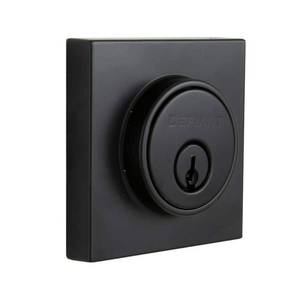 lot 6419 image: Square Matte Black Single Cylinder Contemporary Deadbolt