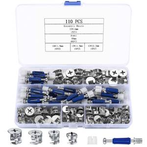 lot 8125 image: Cam Lock Nuts and Cam Screws, 110 Pcs Cam Locks for Furniture Connecting Cam Lock Fittings, 3 in 1 Cam Connector Bolt Fittings Fasteners Hardware Parts for Drawer Dresser Cabinet (110)