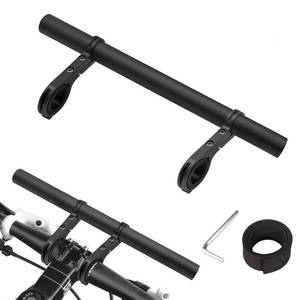lot 8131 image: Bicycle Handlebar Extender, 11.8in Double Bike Handlebar Extension Rack,Multifunctional Aluminum Alloy Bracket Extension for Headlight,Holding Bicycle Speedometer, GPS (30 cm Black)