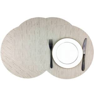 lot 8143 image: WAZAIGUR Round Placemats Set of 4 Woven Vinyl Easy to Clean Heat Resistant Kitchen Table Mats 15 Inch(Cream 4)
