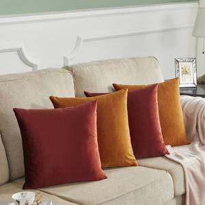 lot 8227 image: GIGIZAZA Decorative Throw Pillow Covers 18 x 18,Burnt Orange Soft Pillow Covers, Set of 4 Square Velvet Cushion Covers