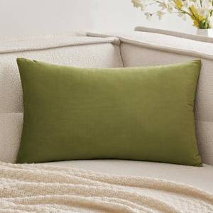 lot 8229 image: MIULEE Velvet Soft Solid Decorative Square Throw Pillow Covers Set Cushion Case for Spring Sofa Bedroom Couch 12 x 20 Inch Sage