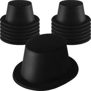 lot 9574 image: SATINIOR 6 Pcs Top Hats Plastic Magician Hat Derby Victorian Hat Unisex Formal Costume Hat for Party Supply(Black)