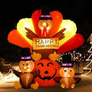lot 9577 image: Double Couple 6FT Thanksgiving Turkey Yard Inflatables Outdoor Decorations Built-in Led Light Inflatable Yard Lawn Festive for Lawn Home Party,Yard, Garden Decor