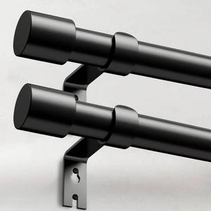 lot 9580 image: IFELS 2 Pack Heavy Duty Curtain Rods for Windows 66 to 120 Inch, 1 Inch Black Curtain Rods Set of 2 Pack for Outdoor, Farmhouse, Bedroom, Adjustable Easy Install Curtain Rods (A2,Black,30-120-2Pack)