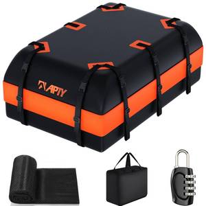 lot 9581 image: APTY 21 Cubic Feet Car Rooftop Cargo Bag Carrier, Soft Roof Top Luggage Bag for All Vechicles withWithout Racks - with Waterproof Zip, Luggage Lock, Anti-Slip Mat, Storage Bag, Door Hooks - Retail $89.75