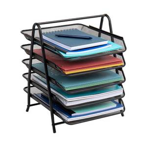 lot 9587 image: Mind Reader 5-Tier Paper Tray, Desktop Organizer, File Storage, Office, Metal Mesh, 11.75L x 14W x 14.5H, Black