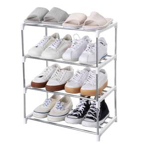 lot 9591 image: Jucaifu Stackable Small Shoe Rack, Entryway, Hallway and Closet Space Saving Storage and Organization (4-Tier, White)