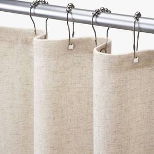 lot 9599 image: White 78 Inch Shower Curtain Beige Linen Shower Curtain for Bathroom Natural Cloth Cotton Fabric Liner Extra Long Cream 78 L x 72 W