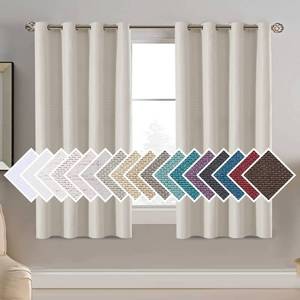 lot 9635 image: H.VERSAILTEX Linen Blackout Curtain 54 Inches Long for BedroomLiving Room Thermal Insulated Grommet Linen Look Curtain Drapes Primitive Textured Burlap Effect Window Drapes 1 Panel - Heather Ivory