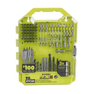lot 9645 image: RYOBI - A989504 - Drill and Impact Drive Kit - 95 Piece