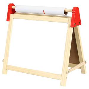 lot 9673 image: Easy Playhouse Wooden Table Top Easel for Children. Double Sided, White Board and Chalk Board. Chalk, Eraser, Markers, Alphabet, Stickers and Paper Roll. Age 3
