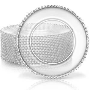 lot 9677 image: Zopeal 18 PCS Clear Charger Plates with Beaded Rim 13 Inch Plastic Acrylic Round Dinner Plate Chargers Decorative Plates for Home Kitchen Party Wedding Tabletop Decor (Clear)