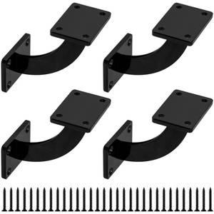 lot 9678 image: Handrail Brackets, 4 Pcs Heavy Duty Hand Rail Brackets, Black Square Base Handrail Support Hardware Brackets Wall Mounted for Staircase Stair Railing Brackets, with Screws