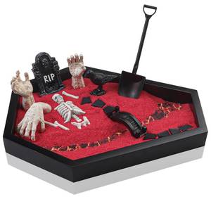lot 10026 image: Coffin Zen Garden for Desk 7 x 9 Mini Zen Garden Kit Goth Accessories for Office Halloween Coffin Spooky Decor Sand Tray Spooky Gifts Gothic Decor Gifts for Man Women