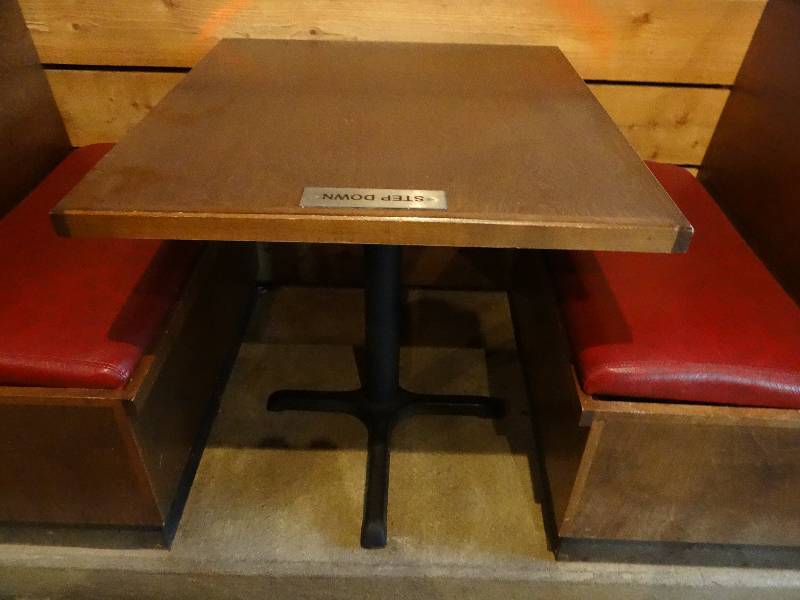 lot 2936 image: Restaurant Table - Wood Top w Metal Base