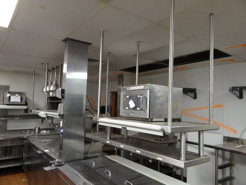 lot 2138 image: Lot Of (3) Ceiling Mounted Stainless Shelves