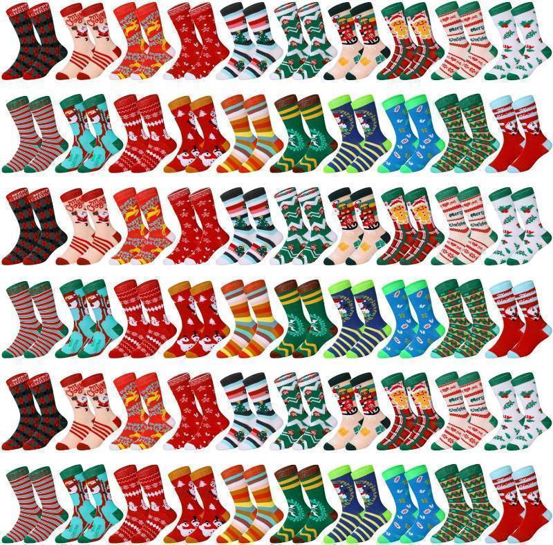 lot 9185115 image: Hiboom 100 Pairs Kids Christmas Socks Bulk Gift for Christmas Warm Socks for Kids Cotton Socks 20 Different Design Xmas Holiday Socks for Children Ideal Gift for Kids