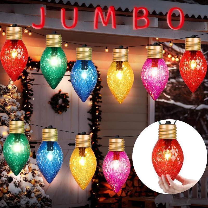lot 9185125 image: VIHOSE 13.5 ft Giant Large Christmas Lights 8 Jumbo Xmas String Lights with 10 Colorful Bulbs Multicolor C7 Light Bulbs Christmas Lights C7 Large String Lights for Indoor Outdoor (Classic Style)