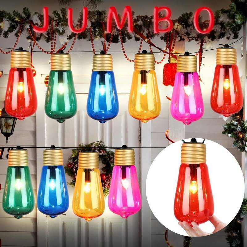 lot 9185127 image: VIHOSE 13.5 ft Giant Large Christmas Lights 8 Jumbo Xmas String Lights with 10 Colorful Bulbs Multicolor C7 Light Bulbs Christmas Lights C7 Large String Lights for Indoor Outdoor (Classic Style)