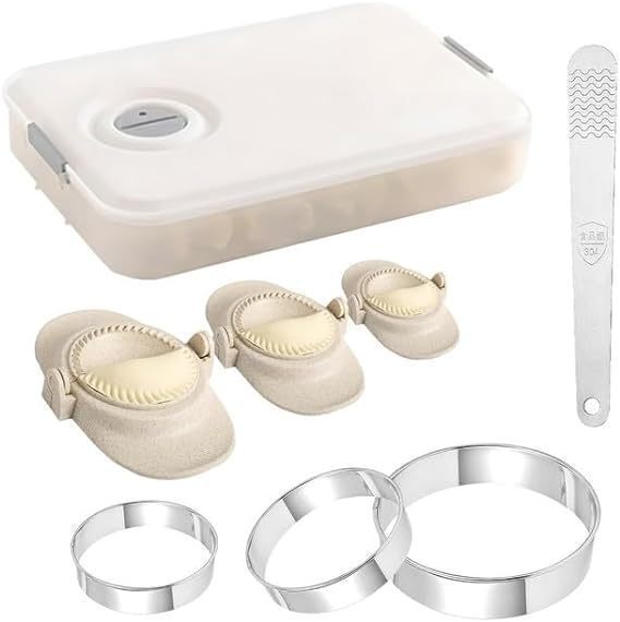 lot 9480110 image: Empanadas Maker Press, Dumplings Maker Press with Dough Cutter - BONUS Freezer Storage Container, Press and Pasta Making Tools for Pierogi, Pastelitos, Calzone, Raviolis, Gyozas, Patties, Pastries