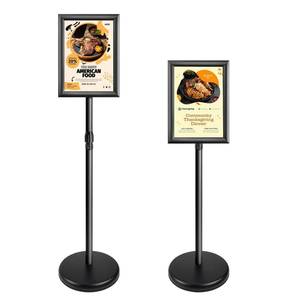 lot 186178 image: INNOVSIGN Heavy Duty Adjustable Pedestal Poster Sign Stand, 8.5x11 Aluminum Open Floor Standing Sign Holder for Vertical and Horizontal View Display