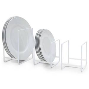 lot 186185 image: Juvale 3 Piece Plate Organizer for Kitchen Cabinet, Shelf, 2 Sizes for Pots, Pans, Cutting Boards (White)