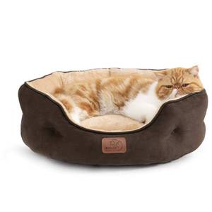 lot 186188 image: Bedsure Dog Beds for Small Dogs - Round Cat Beds for Indoor Cats, Washable Pet Bed for Puppy and Kitten with Slip-Resistant Bottom, 20 Inches, Brown