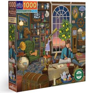 lot 186201 image: eeBoo Piece & Love Alchemists Library - 1000 Piece Puzzle - Adult Square Jigsaw, 23x23, Includes Image Reference Insert, Glossy Pieces
