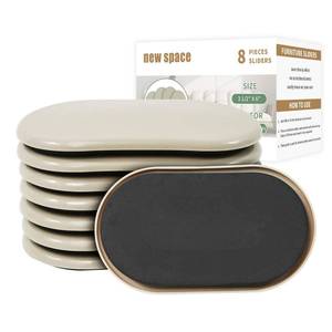 lot 186206 image: new space Furniture Sliders, 8pcs 3 12 x 6 Oval Reusable Furniture Sliders for Carpet, Heavy-Duty Furniture Movers Sliders - Move Furniture Easily & Protect The Furniture and Carpet.