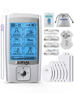 lot 186208 image: NURSAL 24 Modes TENS Unit Muscle Stimulator with Continuous Stimulation, Rechargeable Electronic Pulse Massager with 8 Pads for Back and Shoulder Pain Relief and Muscle Strength