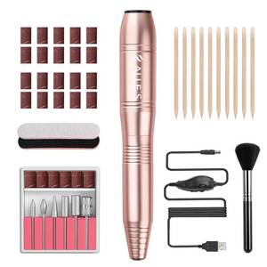 lot 186214 image: 20000RPM Electric Nail Drill Compact Portable Efile Professional Manicure Pedicure Nail File Drill Kit for Acrylic, Gel Nails and Home Salon Use, Gold