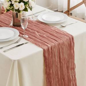 lot 186223 image: Dusty Rose Cheesecloth Table Runner - 13.3Ft Boho Gauze Cheese Cloth Table Runner 35x160 Inch Long Romantic Sheer Table Runner for Wedding Bridal Baby Shower Birthday Party Table Decoration