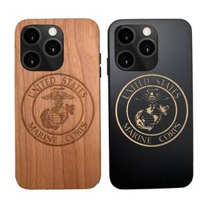 lot 186233 image: sevgie USMC Marine Corps iPhone 15 Plus Compatible with Magsafe Wooden Case - Protective Cover, Eco-Friendly, Lightweight, Gift for Marines and Patriotic Americans (Black)