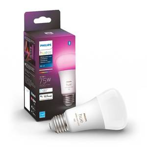 lot 186242 image: Philips Hue White and Color Ambiance A19 Medium Lumen Smart Bulb, 1100 Lumens, Bluetooth & Zigbee Compatible (Hue Hub Optional), Works with Alexa & Google Assistant, 1 Bulb