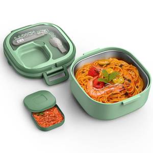 lot 186244 image: PEDECO Single Layer Kid Bento Box,removable stainless steel compartment lunch box,Leak-Proof,Bento Box With Portable and Cutlery,BPA-Free,Dishwasher Safe,Green