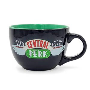 lot 186282 image: Silver Buffalo FRIENDS Central Perk Black Ceramic Mug Oversized for Coffee, Soup, 24 Ounces