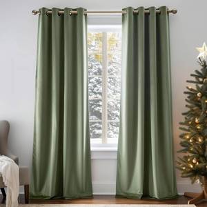 lot 186309 image: Lazzzy Blackout Velvet Curtain Drapes Sage Green Thermal Insulated Curtains 84 Inch Length for Bedroom Living Room Darkening Window Treatments Grommet Living Room Curtains (1 Panel) Sage Green