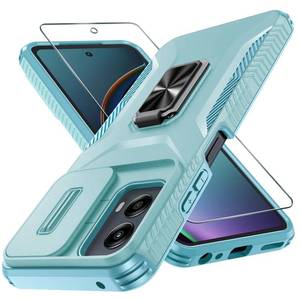 lot 186312 image: CASEJEEN for Motorola Moto G 5G 2024 Case with Tempered Glass Screen Protector and Camera Lens Cover, Ring Stable Kickstand,Heavy Duty Shockproof Protective Phone Cover-Mint Green