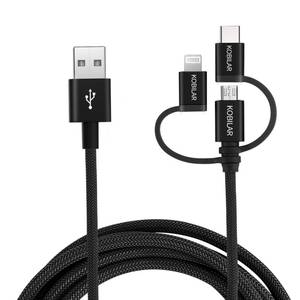 lot 186321 image: Kobilar Apple MFi Certified 3 in 1 Charging Cable, CarPlay Cable, USB A to LightningType-CMicro, Multi Charger Cable, Compatible with iPhone,iPad,Samsung,Pixel,Android