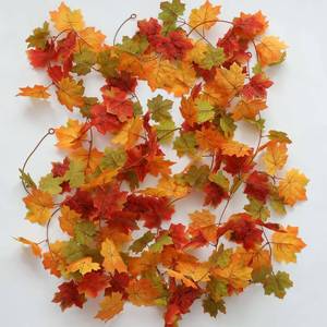 lot 186330 image: MIZII Fall Decor 3 Strands Artificial Maples Leaf Garland 6FT Autumn Maple Leaves Vines Fall Garland for Thanksgiving Halloween Home Porch Mantle Fireplace Farmhouse Harvest Decorations (Maple)