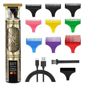 lot 186335 image: Professional Hair Clippers with LCD Display, Electric T Blade Hair Trimmer with 9 Guide Combs Cordless Rechargeable Zero Gapped Electric Shavers for Men, Hair Cutting Kit for Barbers and Stylists-B