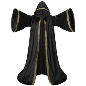 lot 186355 image: Colorful House Velvet Wizard Robe with Hooded and Sleeves, Halloween Vampire Witch Wizard Cloak Fancy Cosplay Costume(59150cm,Army Green)