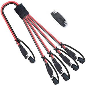 lot 186381 image: POWISER SAE 1 to 4 Extension Cable Quick Disconnect Connector, 1 SAE Polarity Reverse Adaptors, for Automotive, Solar Panel SAE Plug
