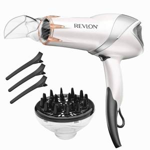 lot 186387 image: REVLON Infrared Hair Dryer with Diffuser  1875W Blow Dryer with Infrared Heat Technology to Prevent Over-Drying, Maintain Natural Moisture, and Enhance Shine and Softness (White)